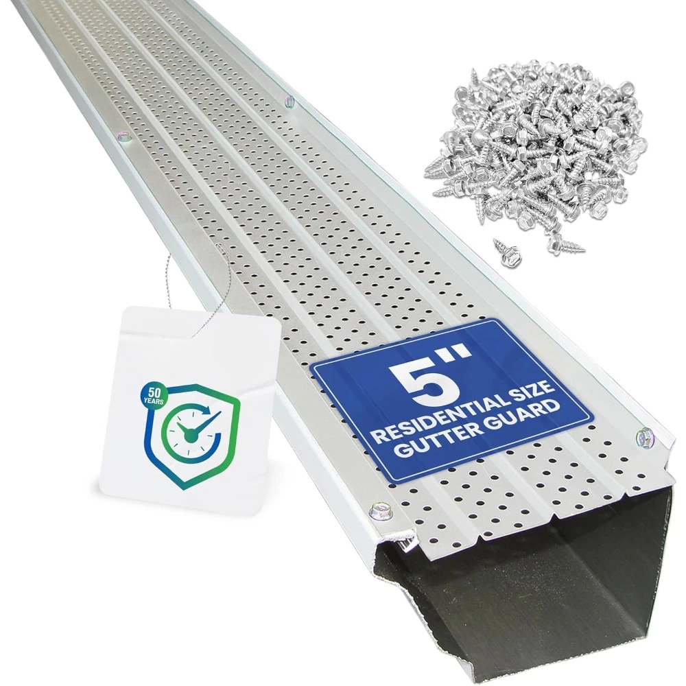 

Premium 50-Year Gutter Cover System - White - 5 Inch Aluminum Gutter Guards, 510 Feet - By FlexxPoint