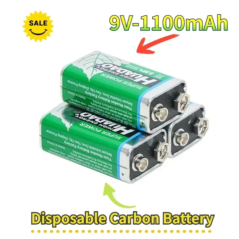 9V 6F22 Battery Dry Cell 9 Volt 1100mAh Disposable Carbon Batteries for Multimeter Microphone Toy Remote Control KTV Smoke Alarm