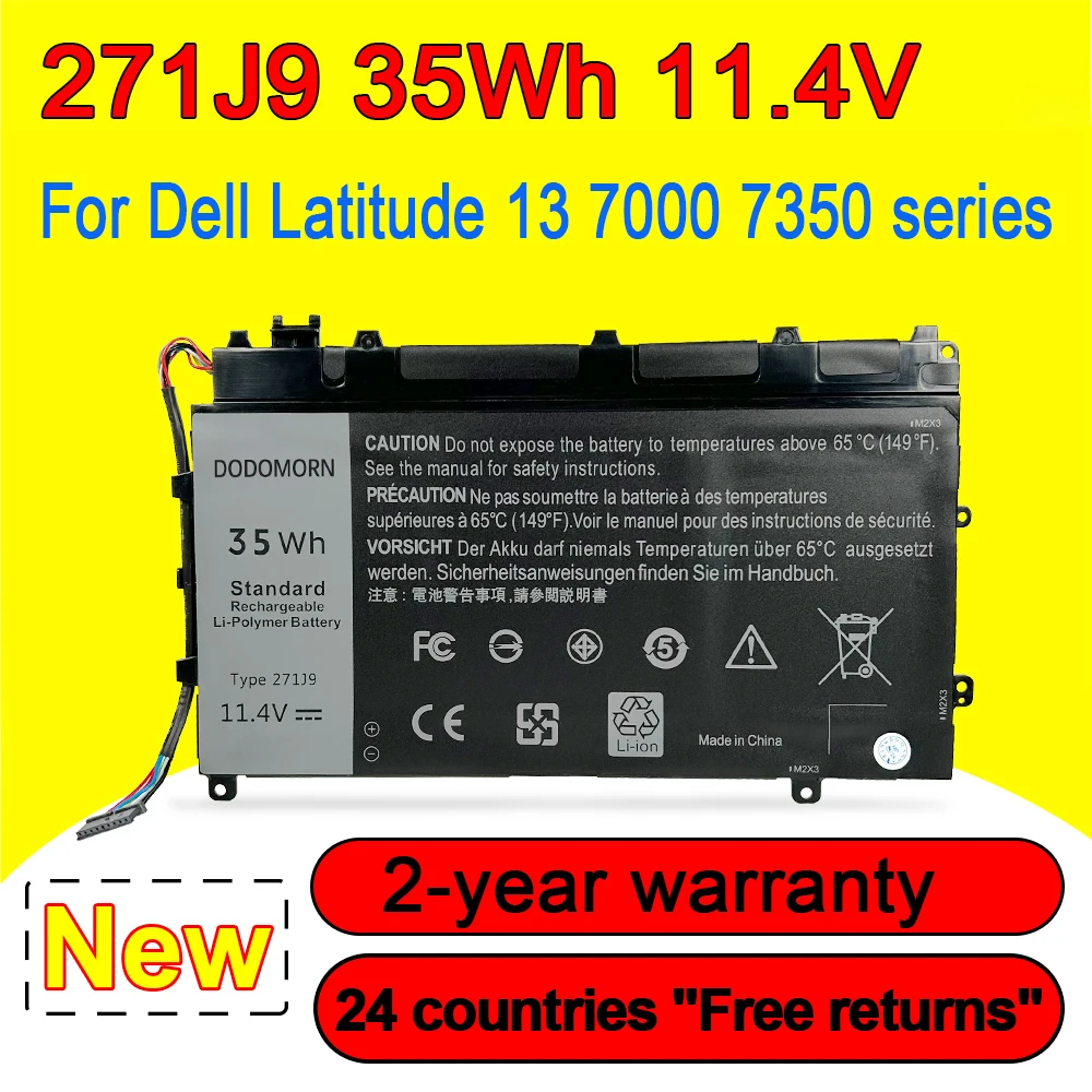 271J9 For DELL Latitude 13 7000 7350 Series Laptop Battery YX81V GWV47 0GWV47 High Quality Replaceable Batteries 11.1V 35Wh