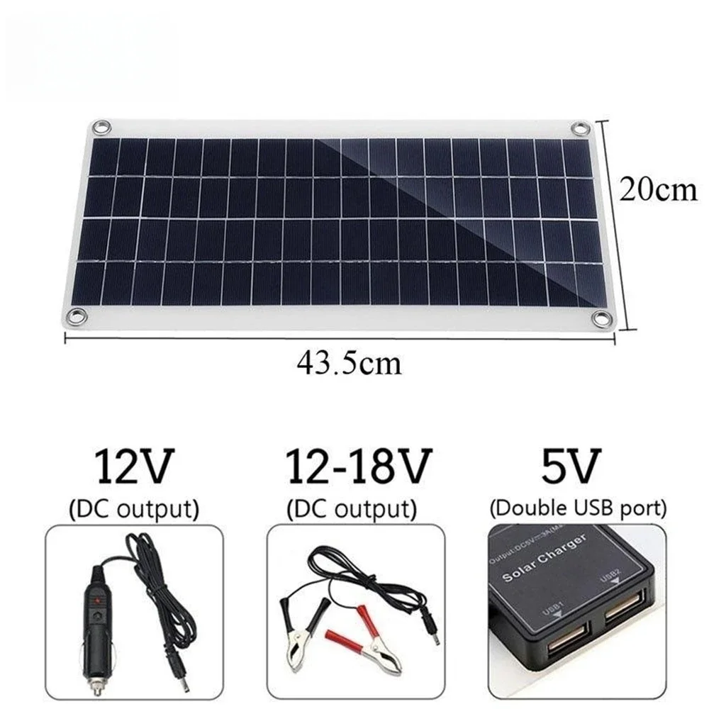 20-1000W Solar Panel 12V Solar Cell 10A-100A Controller Solar Plate Kit For Phone RV Car Caravan Home Camping Outdoor Battery