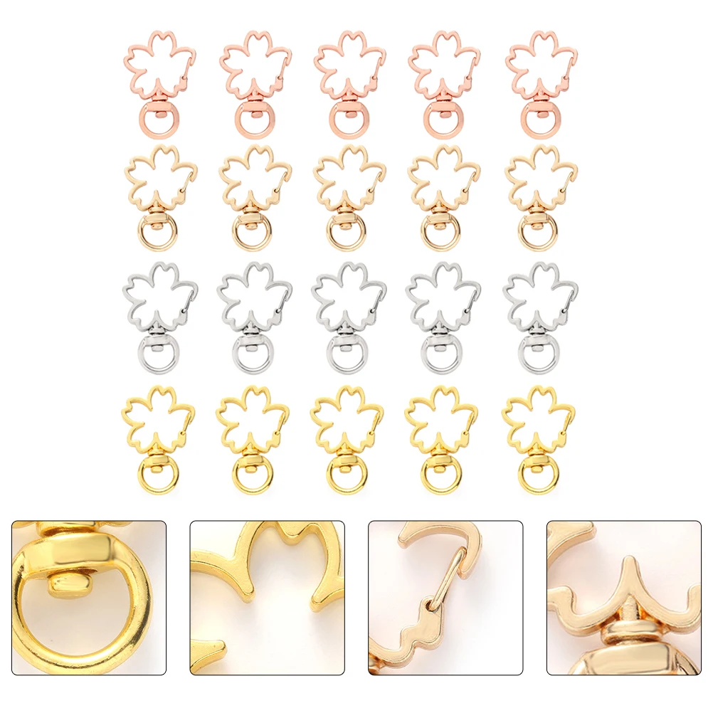 

20pcs Sakura Keychains DIY Pendant Buckle Decorative Alloy Hanging for Bag Accessories Creative Cherry Blossom Pattern Portable