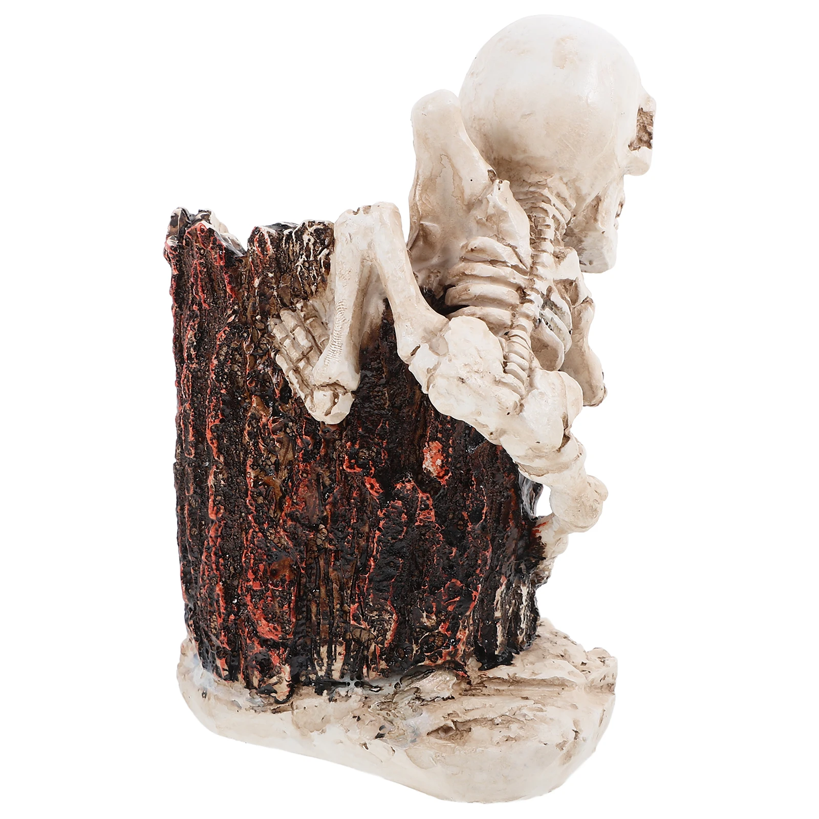 

Multifunctional Skull Pen Holder Resin Pencil Stand Makeup Brush Container Toothbrush Organizer Halloween Desk Storage