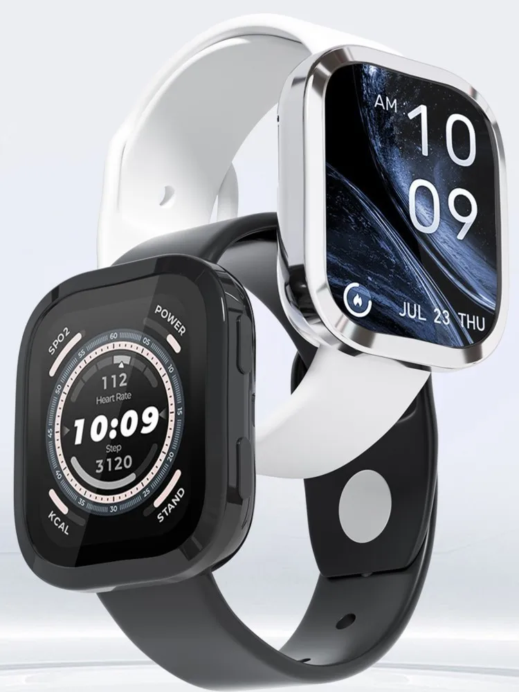 حافظة واقية من مادة TPU بتغطية كاملة وإطار واقي للشاشة وملحقات غطاء ممتص للصدمات لساعة Amazfit Bip 6 الذكية