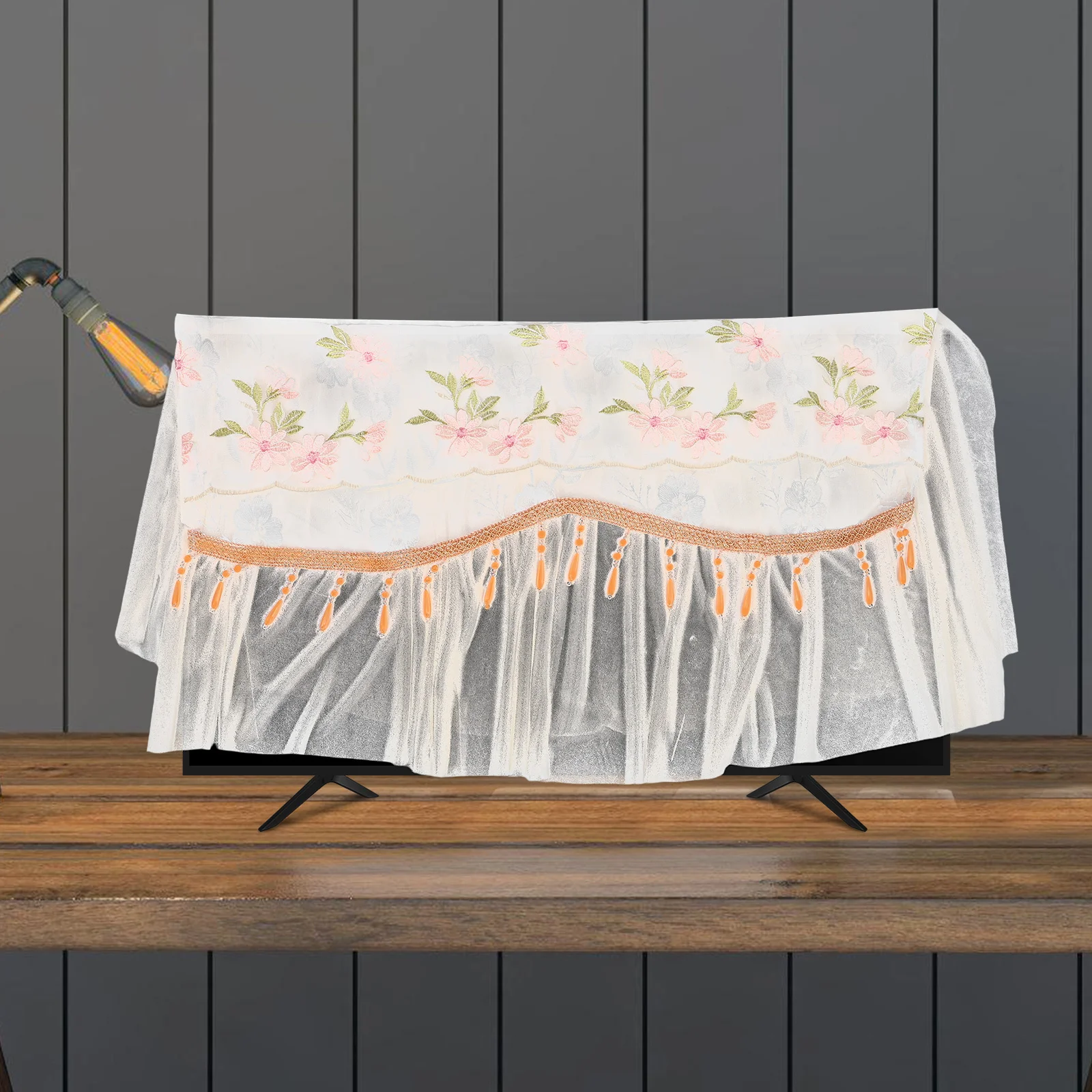 

Floral Lace Cover 32 Inch Modern Decorative Indoor Protective Television Monitor Screen Cover for Home Office Hotel