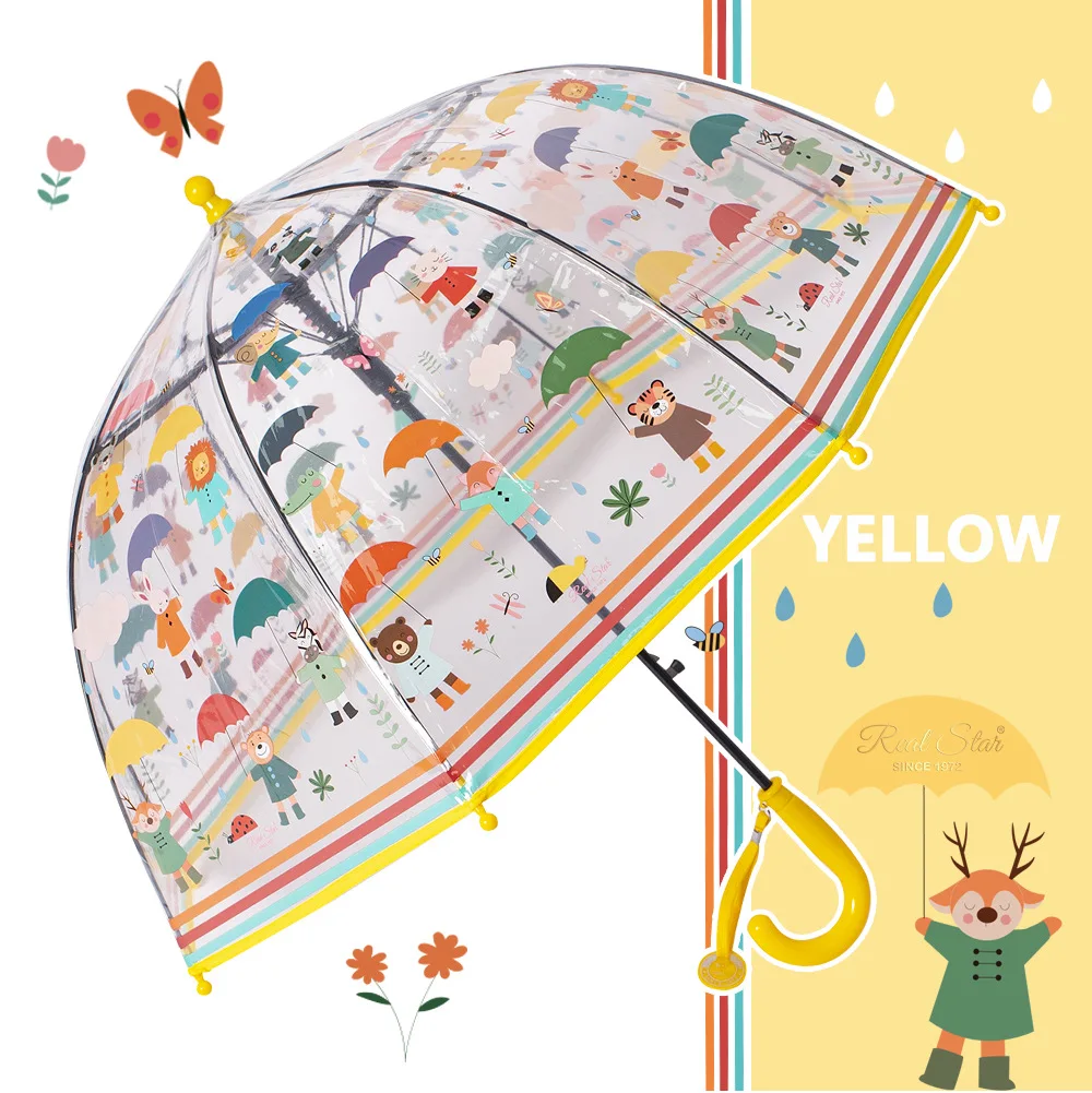 New Children\'s Umbrella Transparent Automatic Full of Animals Cartoon Pattern for Kids Boys and Girls Clear