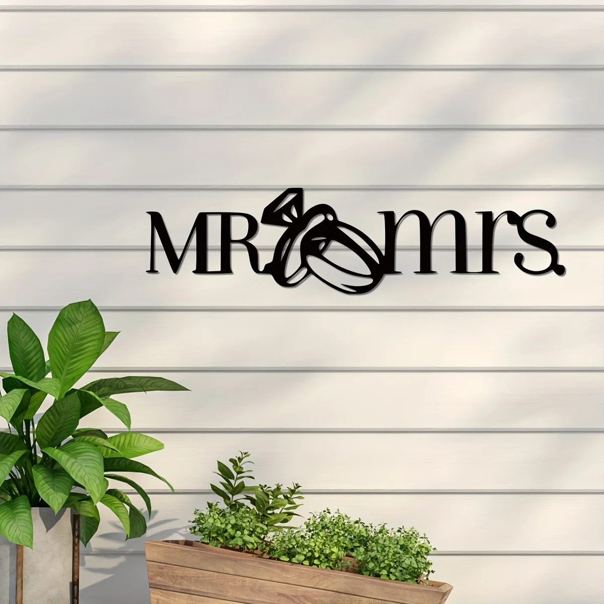1pc Metal Master Bedroom Plaque Mr And Mrs Sign With Wedding Rings Wedding Gift Husband And Wife Anniversary Home Sculpture