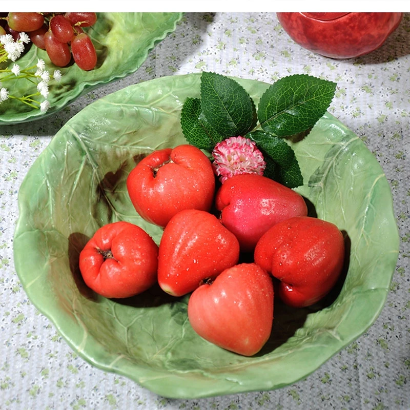garden ceramic cabbage leaf large capacity decoration kitchen dessert