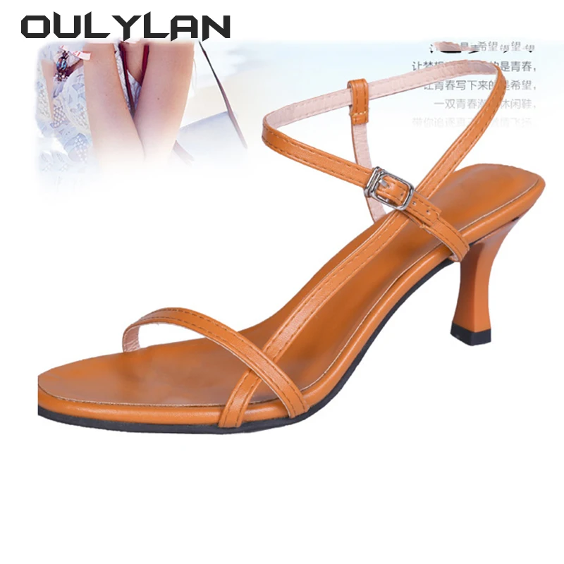 Oulylan  Sandals Open Toe Simple Style Office  Summer 2024 Women Narrow Band Sex High Heels Modern Footwear Lady Sandals