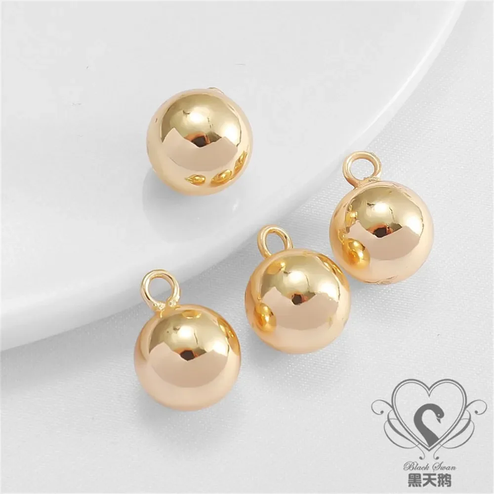 

50pcs 14K Gold Hanging Ball Glossy Solid Bead Necklace Bracelet Small Pendant Hanging Bead DIY Jewelry Handmade Charm Accessorie