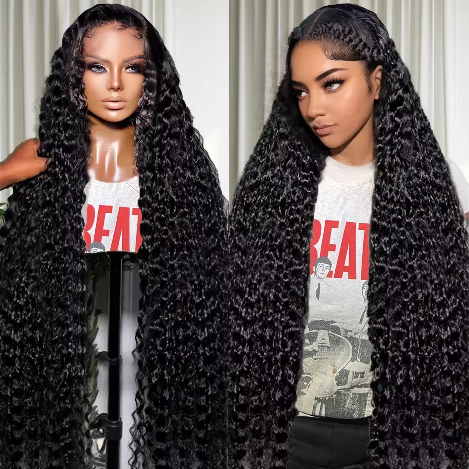 Deep Wave 13x4 Glueless Pre-Cut Lace Wig Human Hair Wigs Ready To Go 200 Density Natural Remy Glueless Human Hair Wig For Women