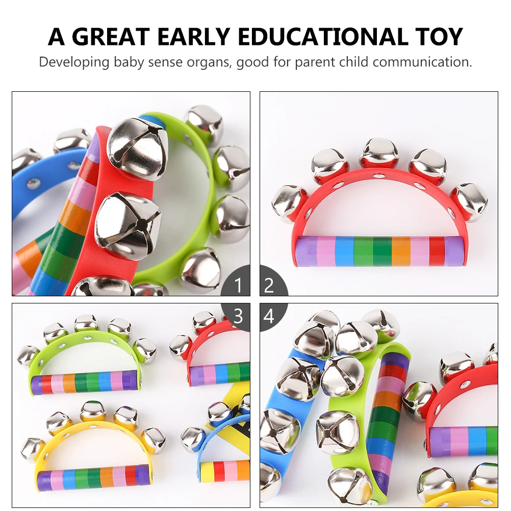 

3 pcs Wooden Colorful Semicircle Baby Grab Reach Plaything H bell Kids Educational Sensory Development