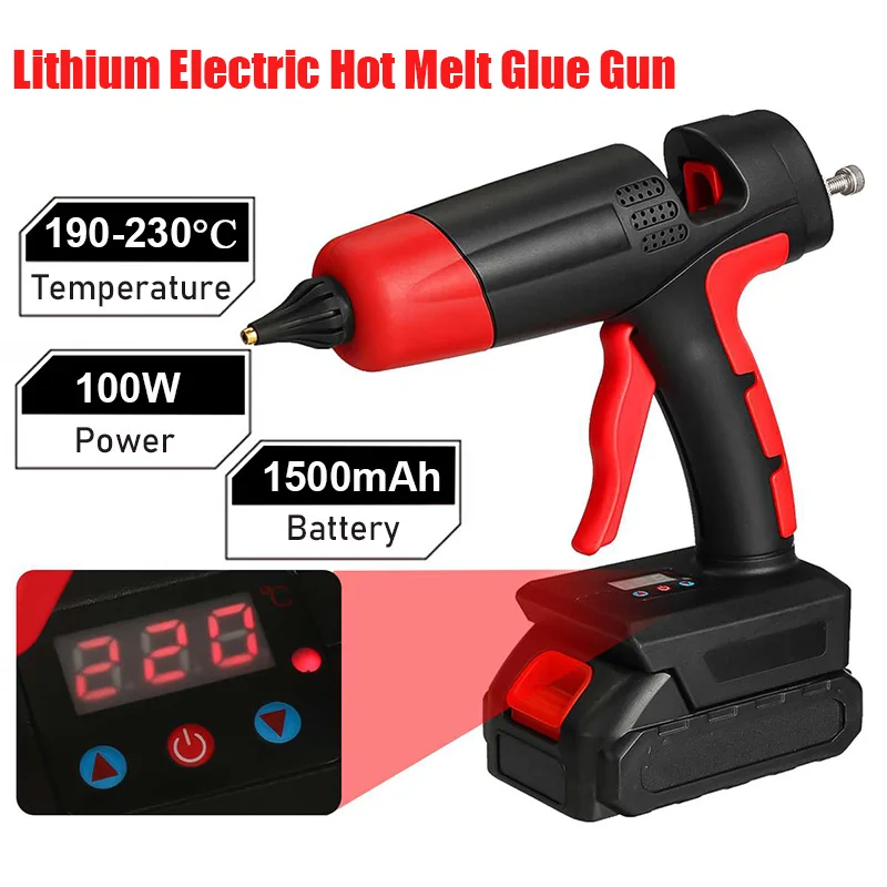 Pistola de Cola Quente Elétrica com Display Digital Pistola de Fusão Quente sem Fio Temperatura Ajustável Bateria de Lítio Makita 21v 100w