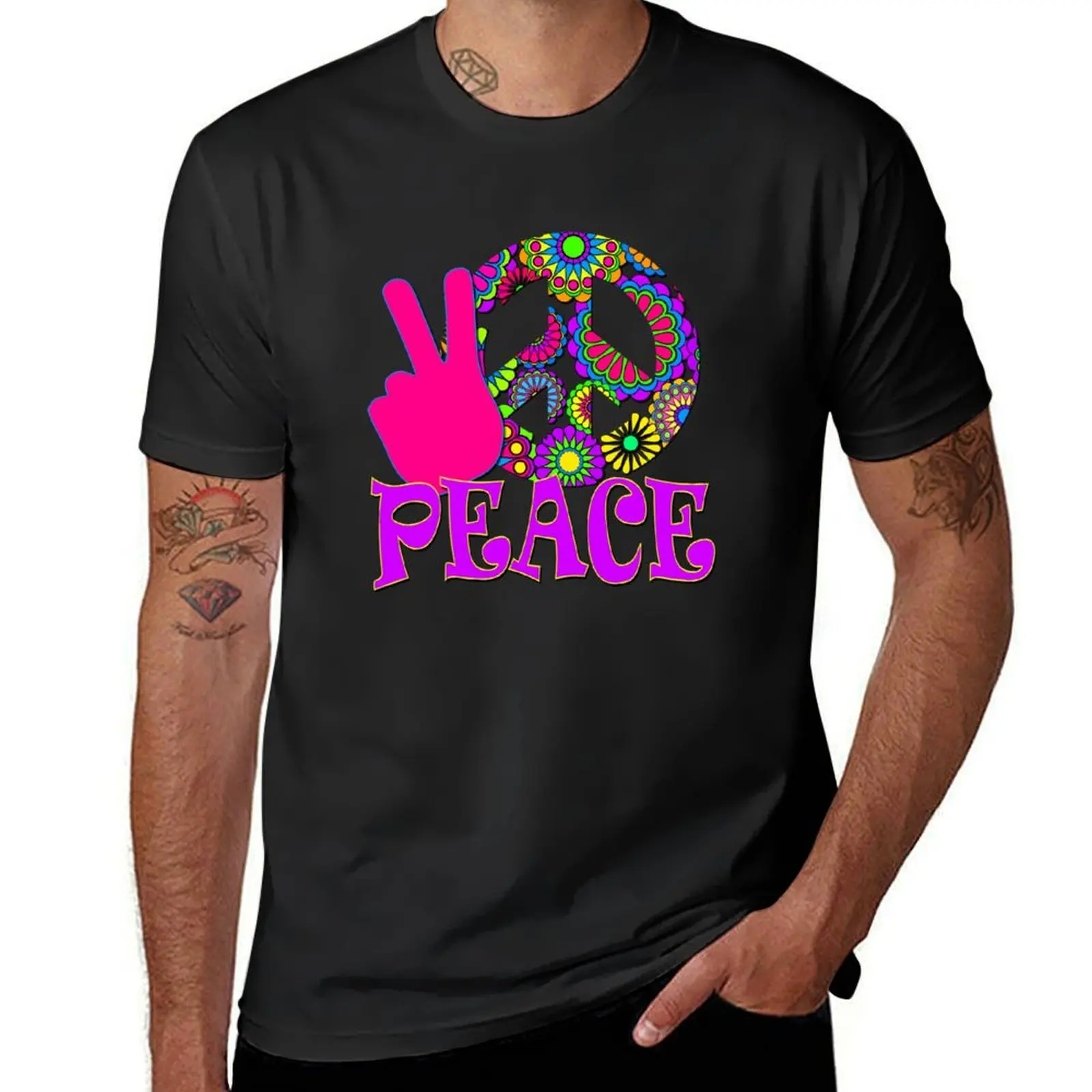 

Happy Hippy Flowers T-Shirt Aesthetic clothing sports fans summer tops mens funny t shirts