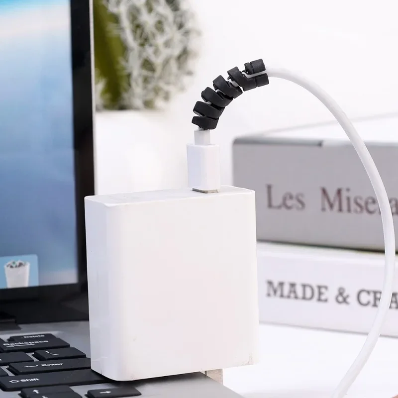 4-20Pcs Kabel Protector Silikon Ladekabel Spirale Wickler Draht für Telefon USB Ladegerät Kabel Schutzhülle Kabel wickler Clip – Detail 3
