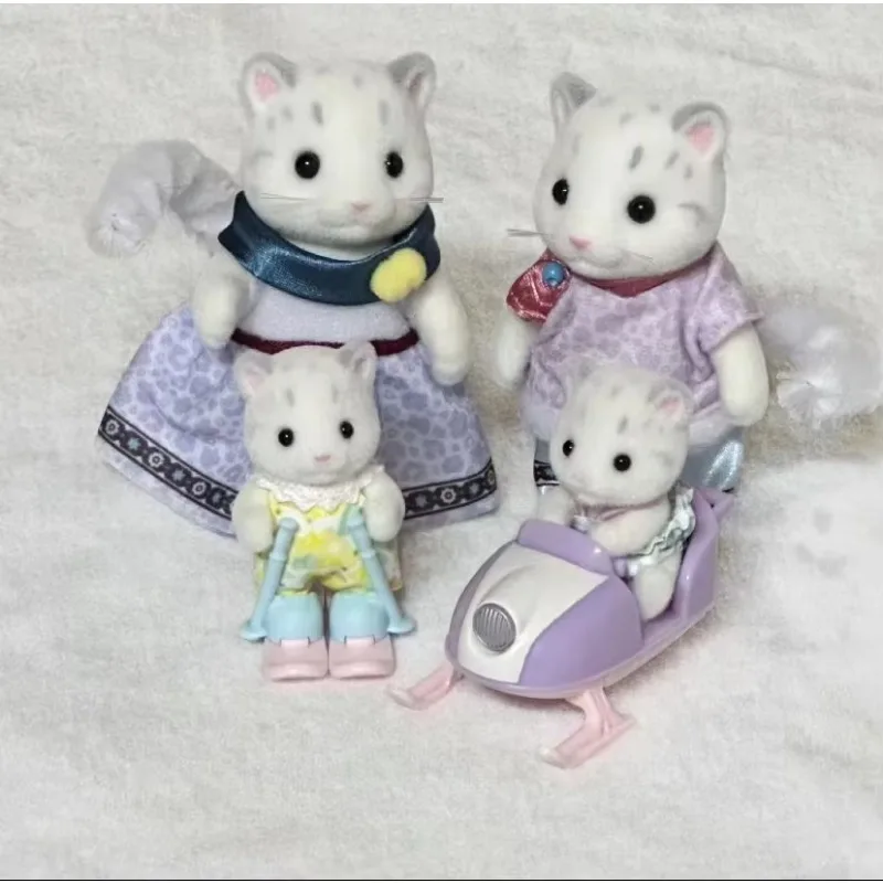 Sylvanian Families Anime Snow Leopard Family Figures Limited Edition Toy Children'S Play House Cute Baby Doll Kid Gift