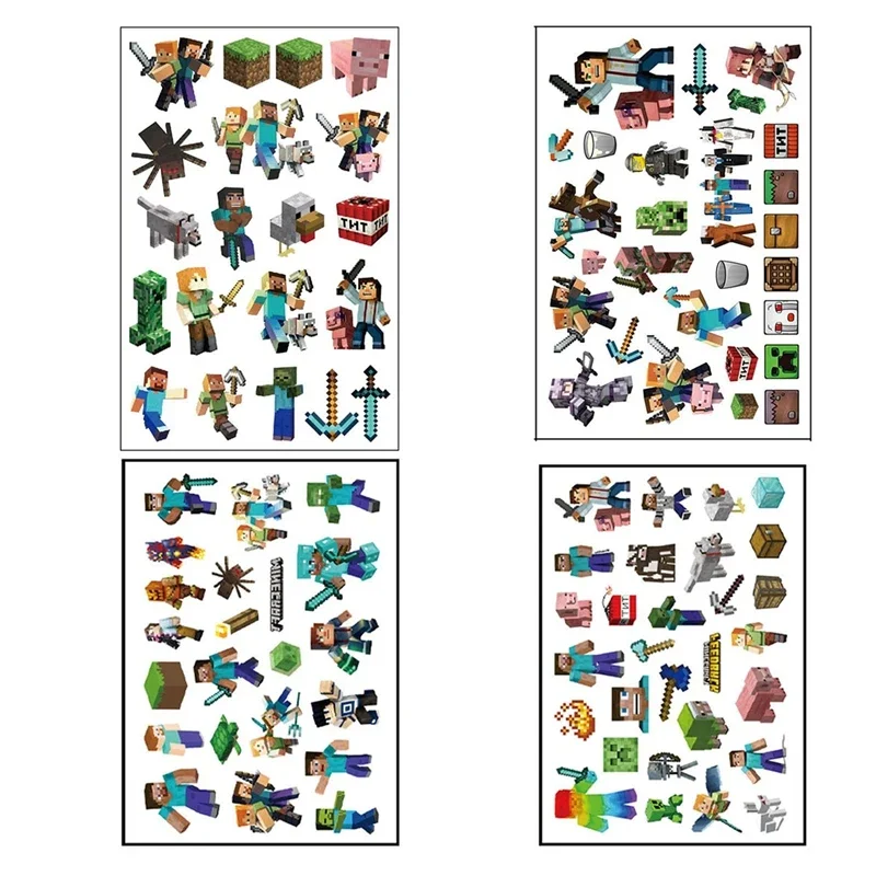 Game My World sticker Original Tattoo Stickers Minecrafte Action Figure Cartoon Pixel Anime Toys Christmas Kids Birthday Gifts