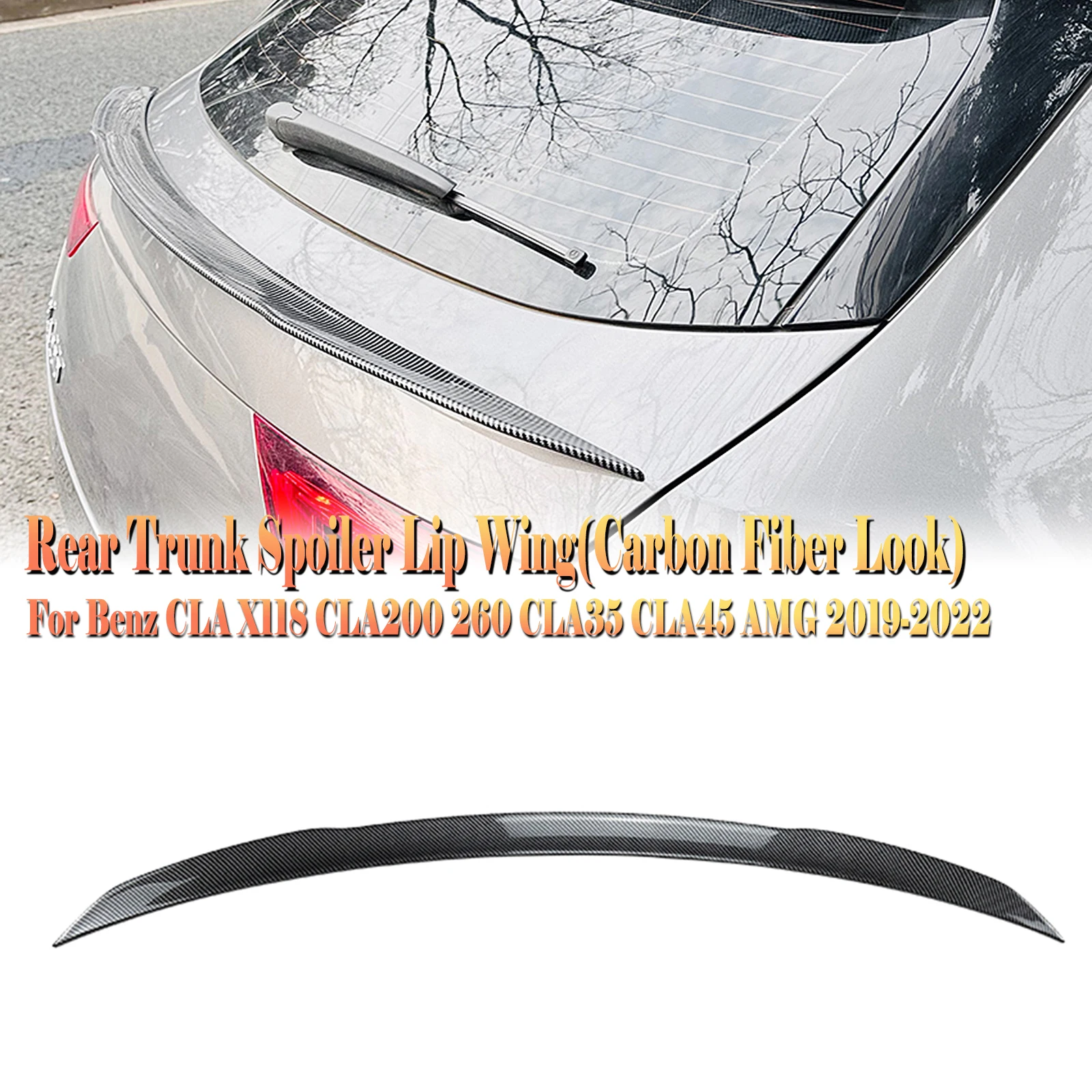 For Mercedes-Benz CLA Class X118 CLA200 260 CLA35 CLA45 AMG 2019-2022 Hatchback Rear Trunk Lid Middle Spoiler Wing Center Lip