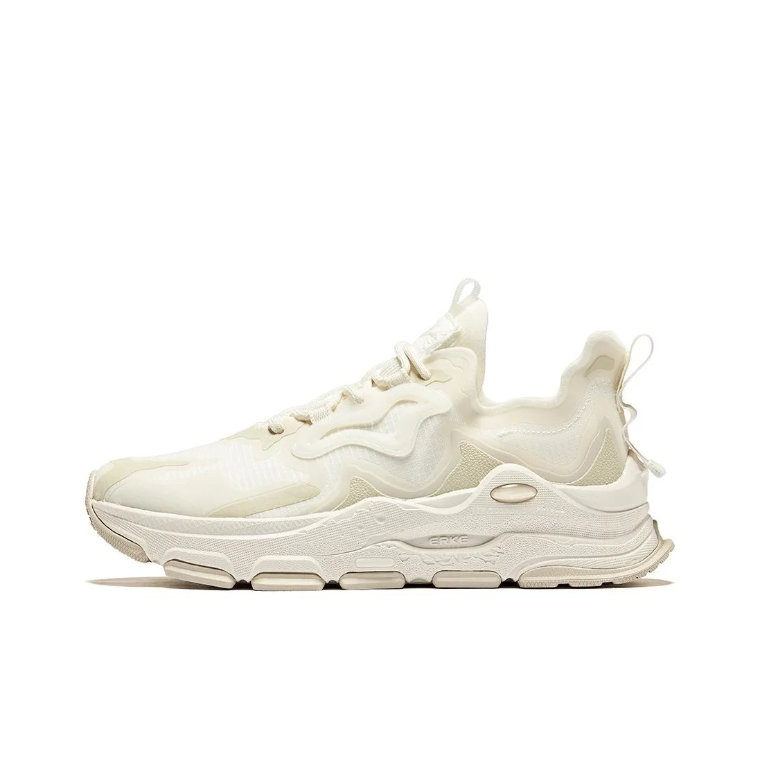 Erke Slip Resistant Abrasion Resistant Low top Casual Running Shoes Unisex White Gray 12123220161-001