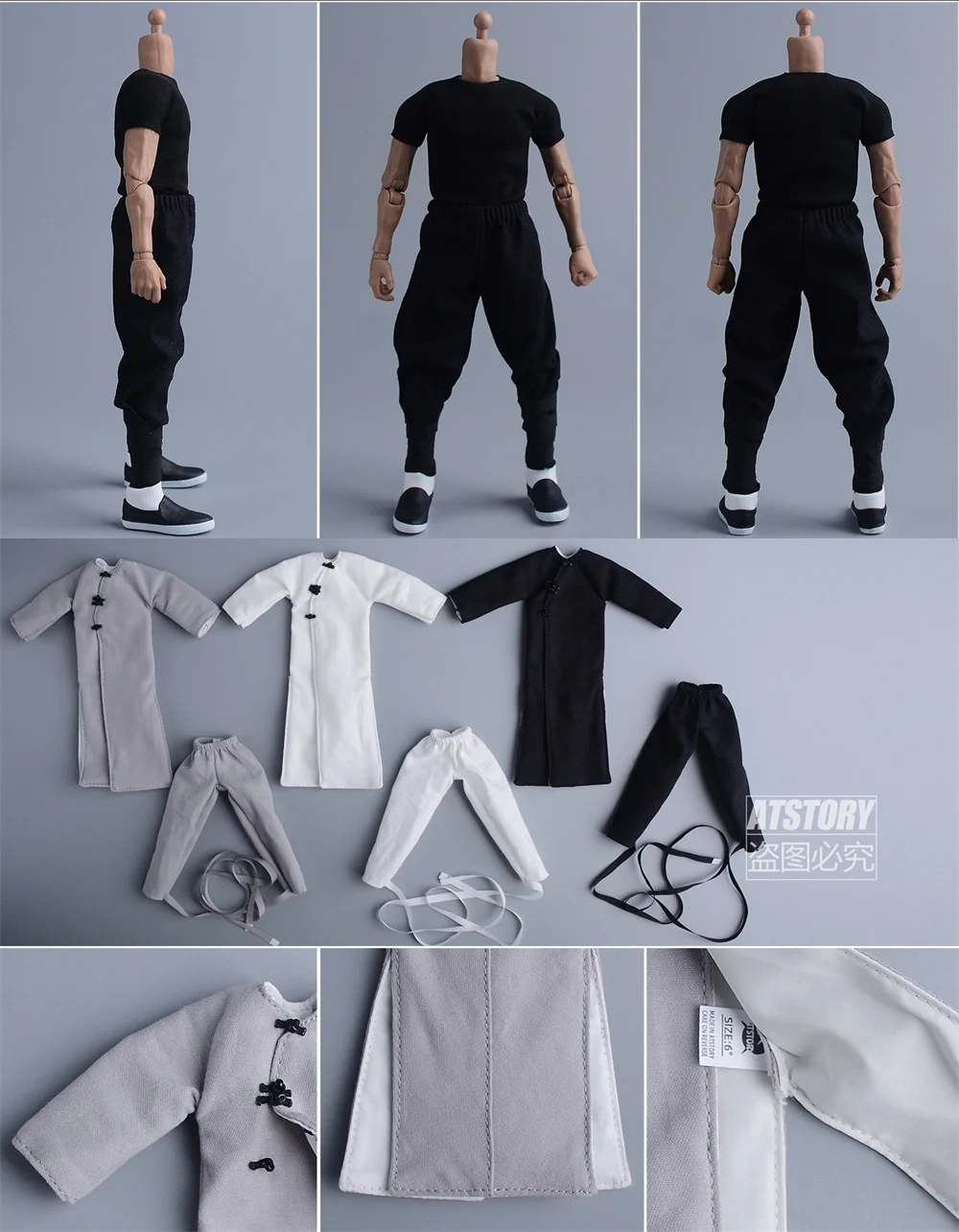 

1/12 Scale Chinese Kungfu Traditional Clothes Model Fit 6'' Notaman Romankey C4A Male Soldier Action Figure Body Dolls Toys