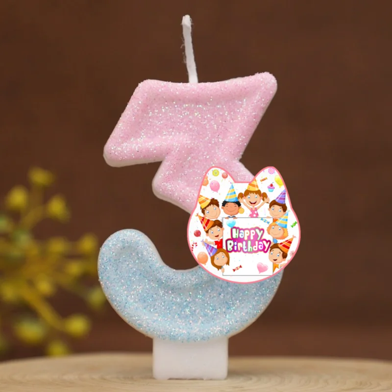 Happy Birthday Cake Topper Decorated Digital Colorful Candle Children's Delicate 0-9 Number Candle Party Decor Gift Boy Girl