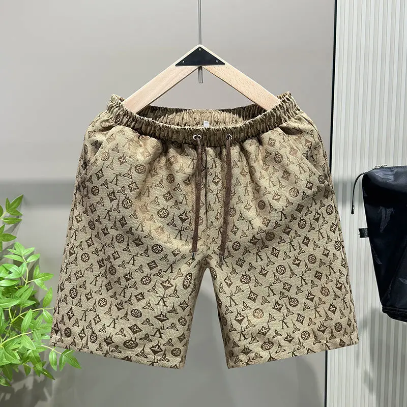 Graffiti full print jacquard shorts men's new summer thin loose casual American beach pants