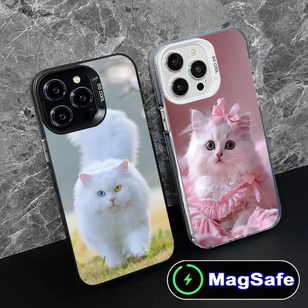 

Kitten Cute Cat Kawaii Phone Case for iPhone 16 15 14 13 12 11 Pro Max Plus MagSafe Translucent Colour Printing Pretty Cover
