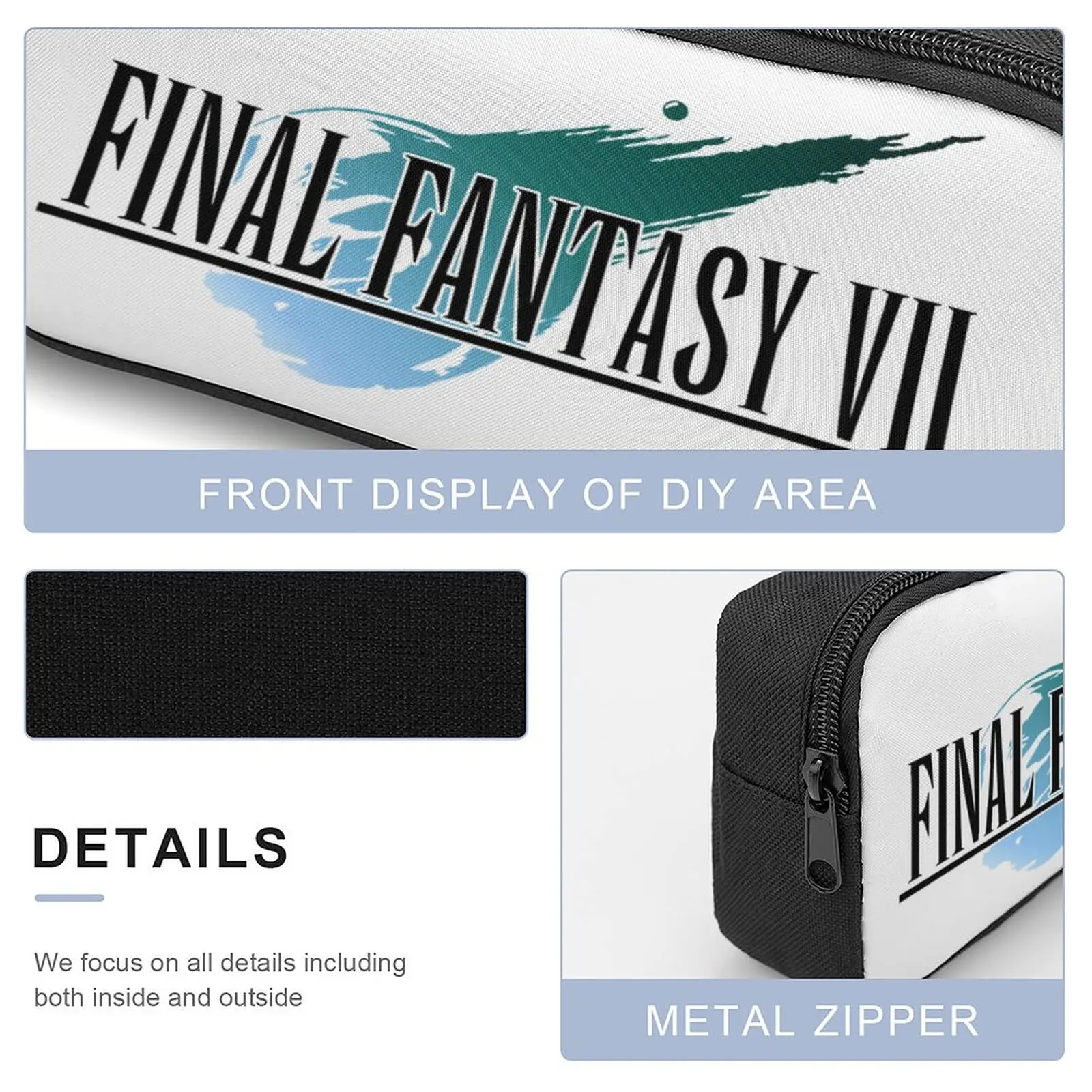 Final Fantasy VII Pullover Hoodie For Sale 3 in 1 Set 17 Inch Backpack Lunch Bag Pen Bag  Firm Blanket Roll Snug Sports Activiti