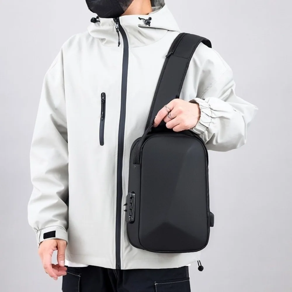 

Oxford Cloth Men's Chest Bag Anti-theft USB Charging Port Password Sling Bag Adjustable Strap Anti Theft Shoulder Crossbody Bag
