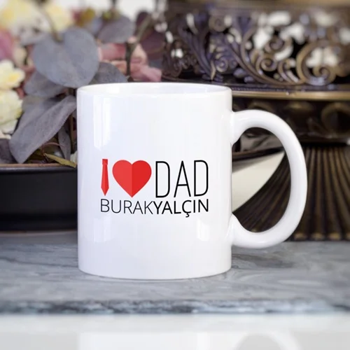 Personalized I Love Dad silvery mug cup