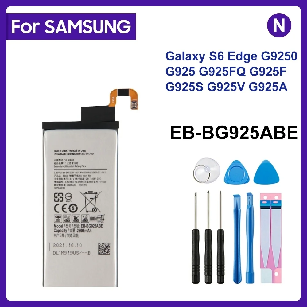 

Для SAMSUNG EB-BG925ABE 2600 мАч аккумулятор для SAMSUNG GALAXY S6 Edge G9250 G925FQ G925F G925S G925V G925A S6Edge