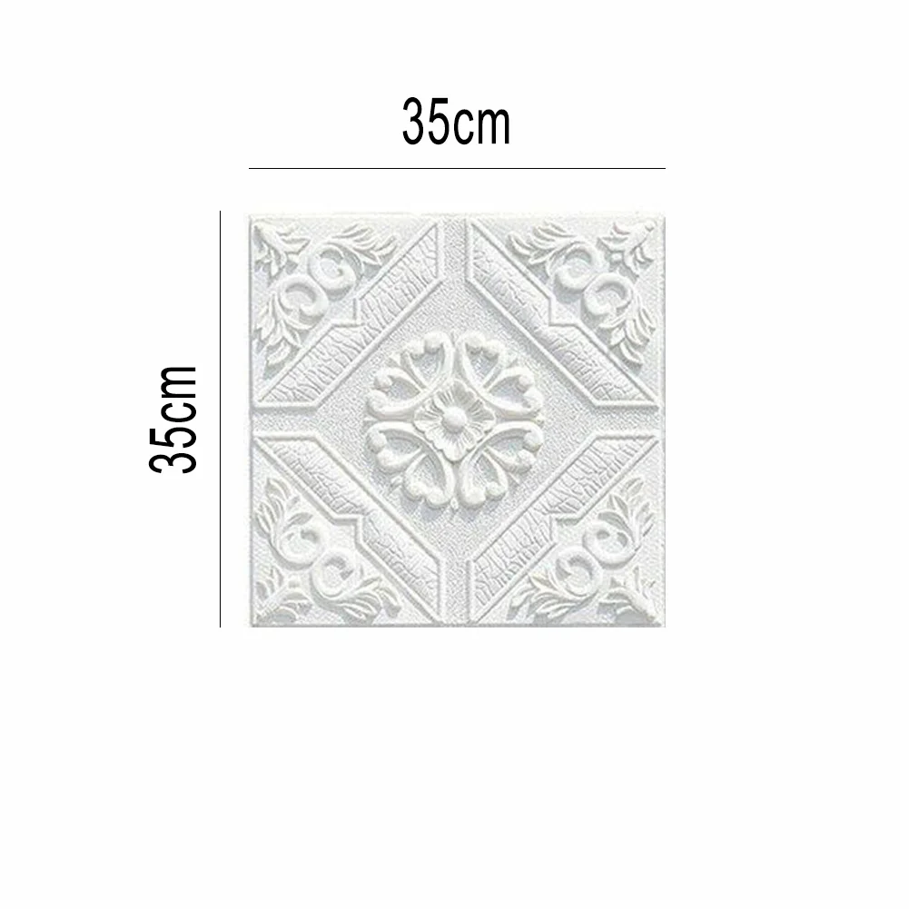 10pcs 35*35cm Square Wall Stickers DIY White Soft XPE Foam Brick 3D Brick Texture Pattern For TV Restaurant Living Room Kitchen