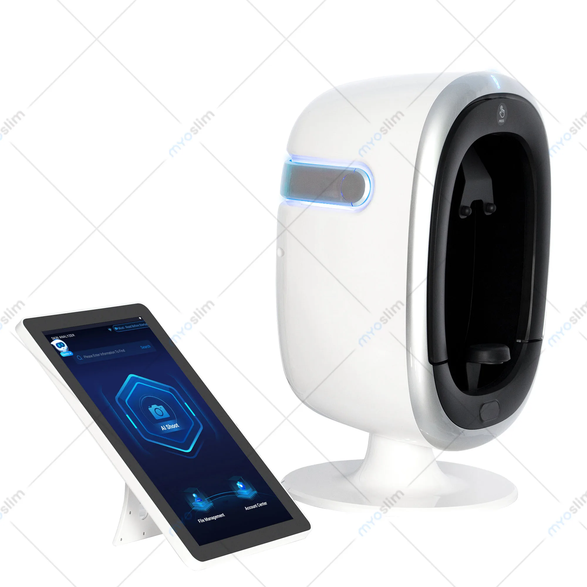 Tecnologia analisadora de pele facial 3d al, 15.6 espaços, 8 espectros de luz, instrumento de imagem rf, espelho mágico, máquina de análise facial