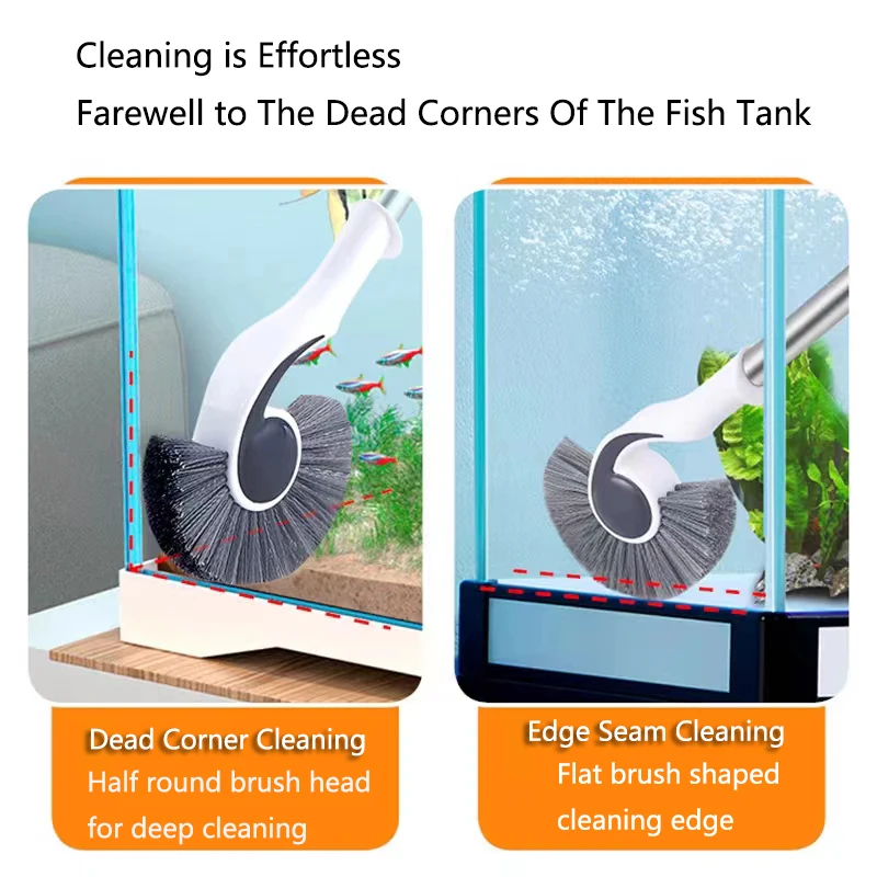 58/93/123cm Long Handle Durable Cleaning Brushes Plastic Aquarium Glass Algae Cleaner Removal Corner gap cleaning Tools for Home