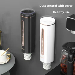 Paper Cup Dispenser Holder Automatic Disposable Cup Storage Rack Wall Mounted Cup Holder Organizer Water Dispenser Cups Stand