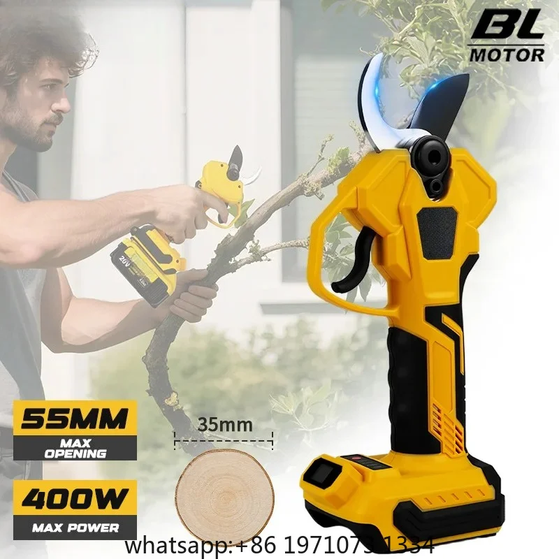 Brushless 55mm Electric Pruning Shear For Dewalt 20V Battery Cordless Fruit Tree Bonsai Pruning Branch Cutter Electric Scissors