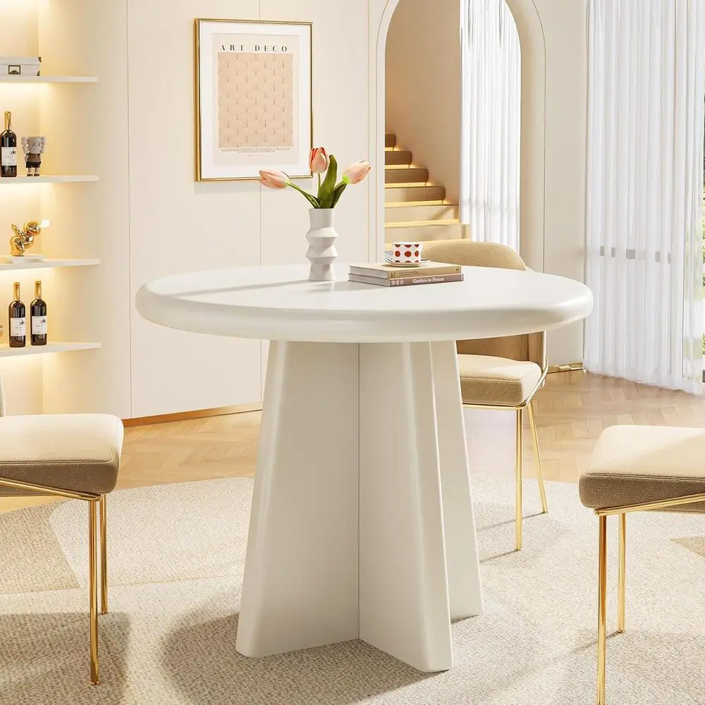 

Sturdy 31.5 White Round Dining Table for 2-4, Ideal for Kitchen, Dining, Living Rooms, Easy Assembly
