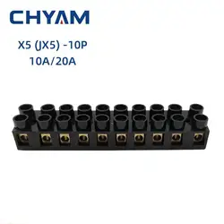 2pcs 10P Dual Row Black Terminal Blocks X5-1010 JX5-2020 Series 10A 20A Bass Fixed Type Connector Base Connection