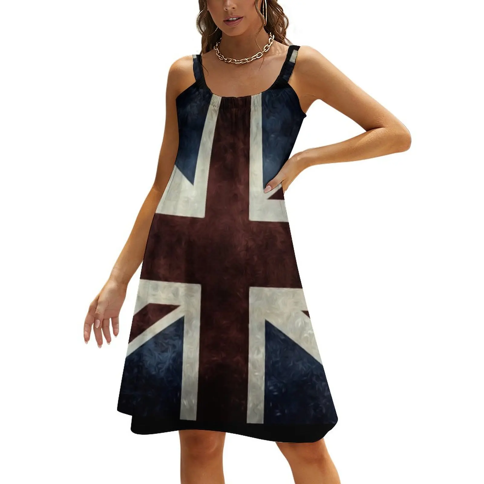 

A grunge looking distressed Union Jack uk version Beach Sling Skirt prom dress elegant dresses plus sizes Woman clothes