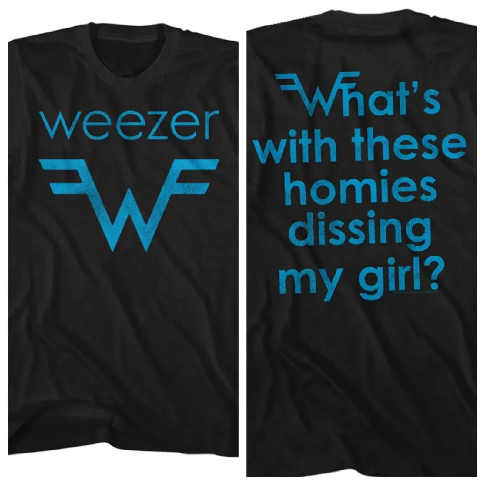 

Мужская футболка Weezer Blu с логотипом и текстом песни, Новая двухсторонняя Альтернативная рок-группа