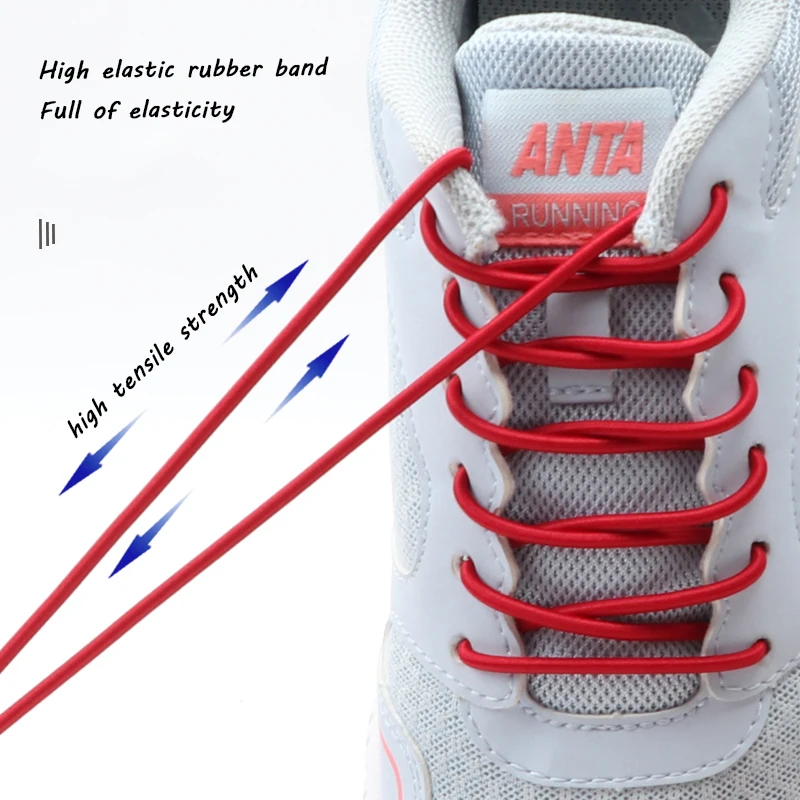 Round  Elastic Metal Lock Shoelaces Without Ties Sneakers Boots Shoelace Kids Adult Quick Lazy Laces for Shoes No Tie Shoe Laces