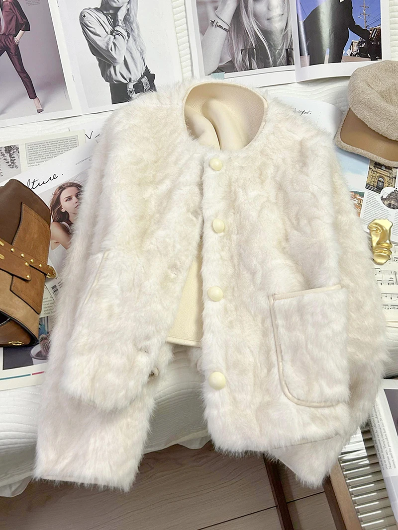 Kiesza lyte 2024 Autumn winter New Fashion Party High-quality Faux Fur Coat for Women Light luxury Short Faux Fur Jackets Woman