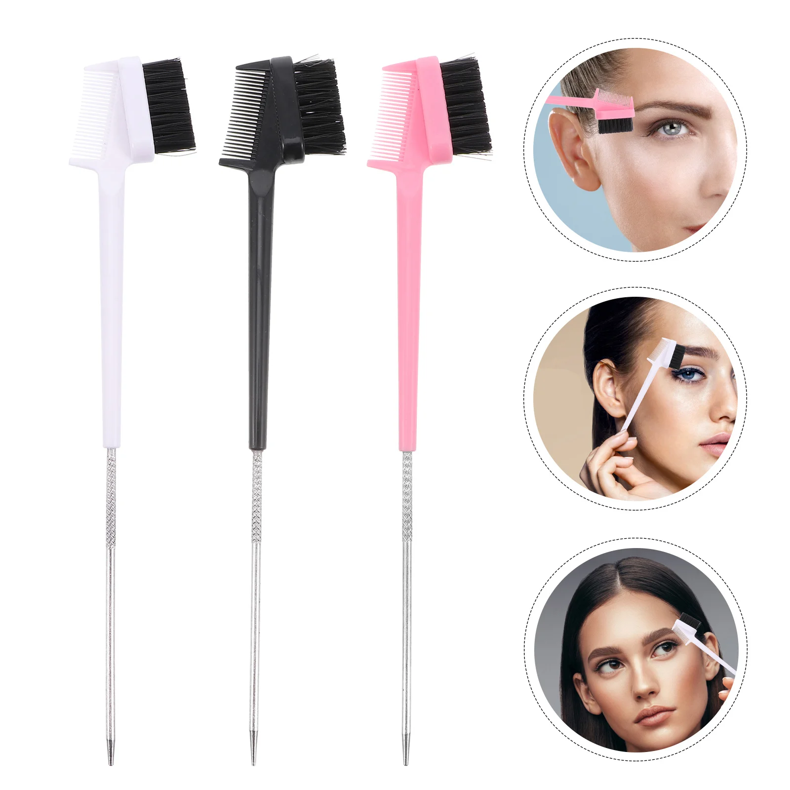 3Pcs Eyebrow Shaper Brush with Eyelash Comb Function for Smooth Natural Look Daily Brow Styling and Lash Root Tool