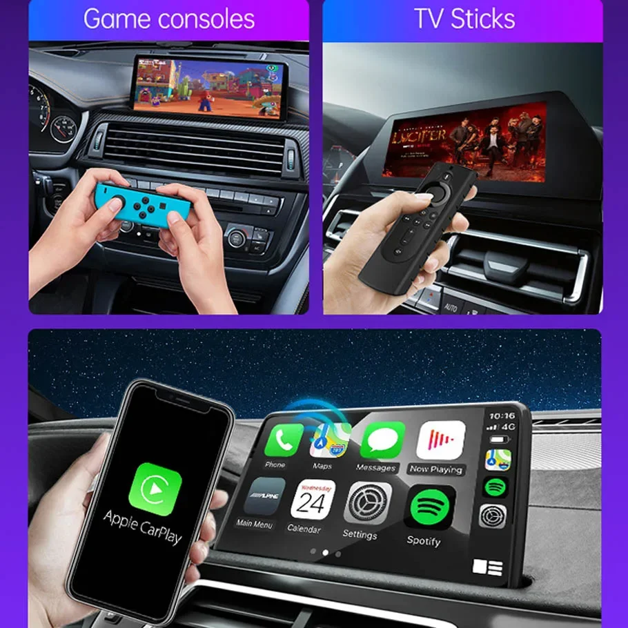 Adaptateur de limitation filaire CarPlay HDMl, convertisseur TV de voiture pour sortie HDMI, consoles de jeu, décodeurs TV Sticks, boîtier de mise à niveau en ligne