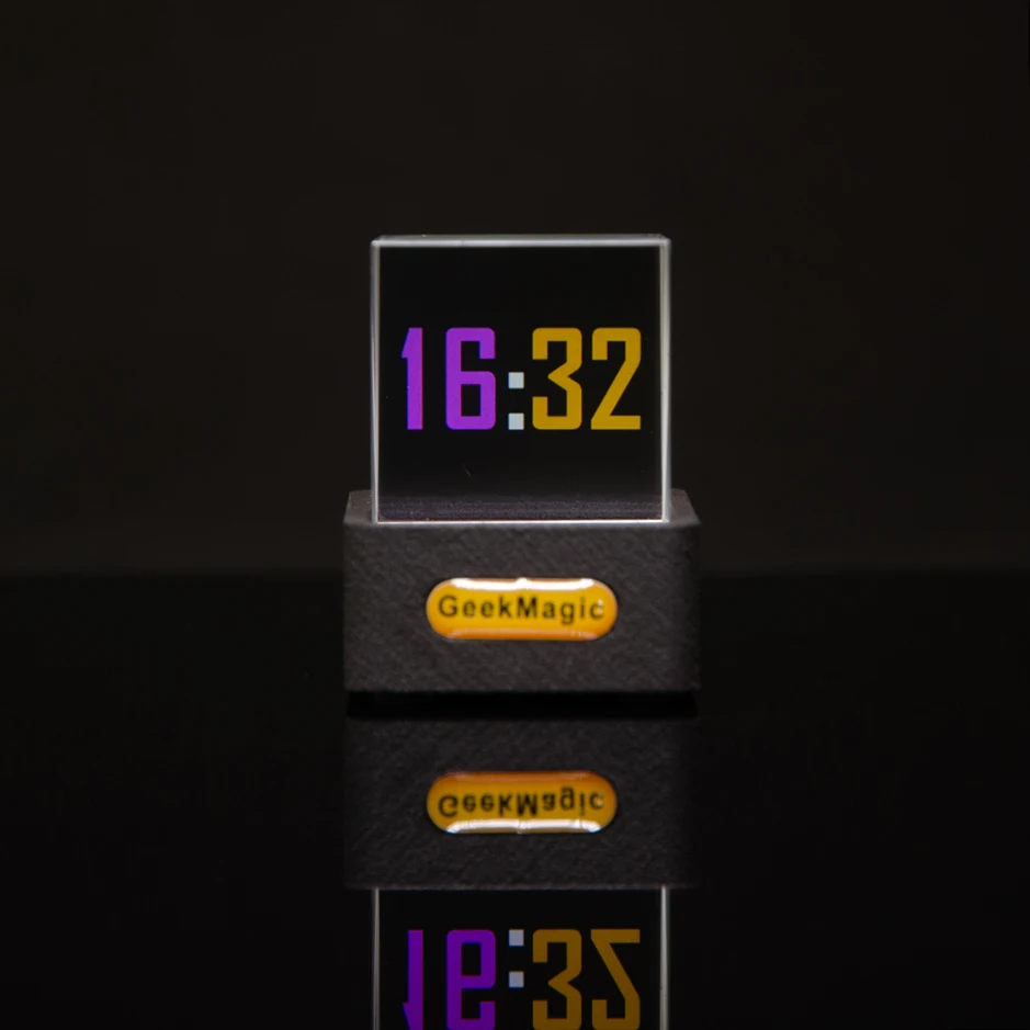 GeekMagic Mini Crystal Display Weather Forecast Gadget with WiFi Desktop Clock Station,Transparent Small TV for Game Decoration