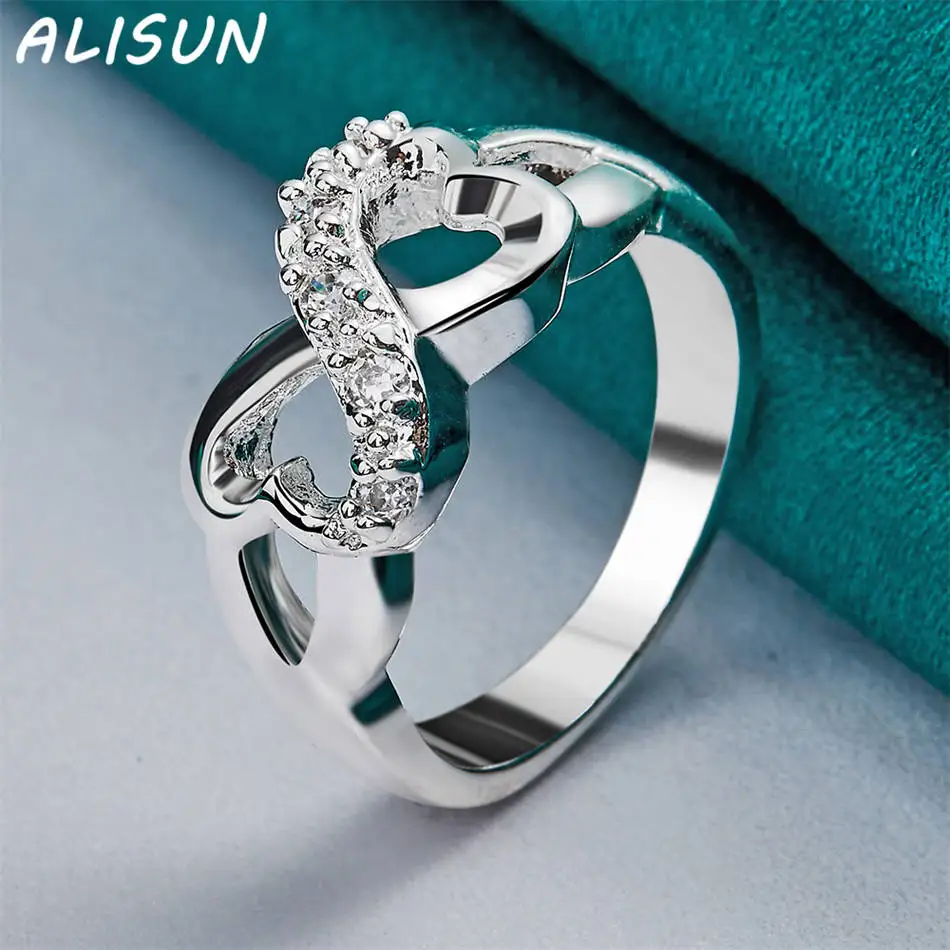 ALISUN 925 فضة حجم 7-10 خاتم هندسي للنساء الرجال نعمة مجوهرات الاتجاه المألوف هدايا حفلة عيد ميلاد
