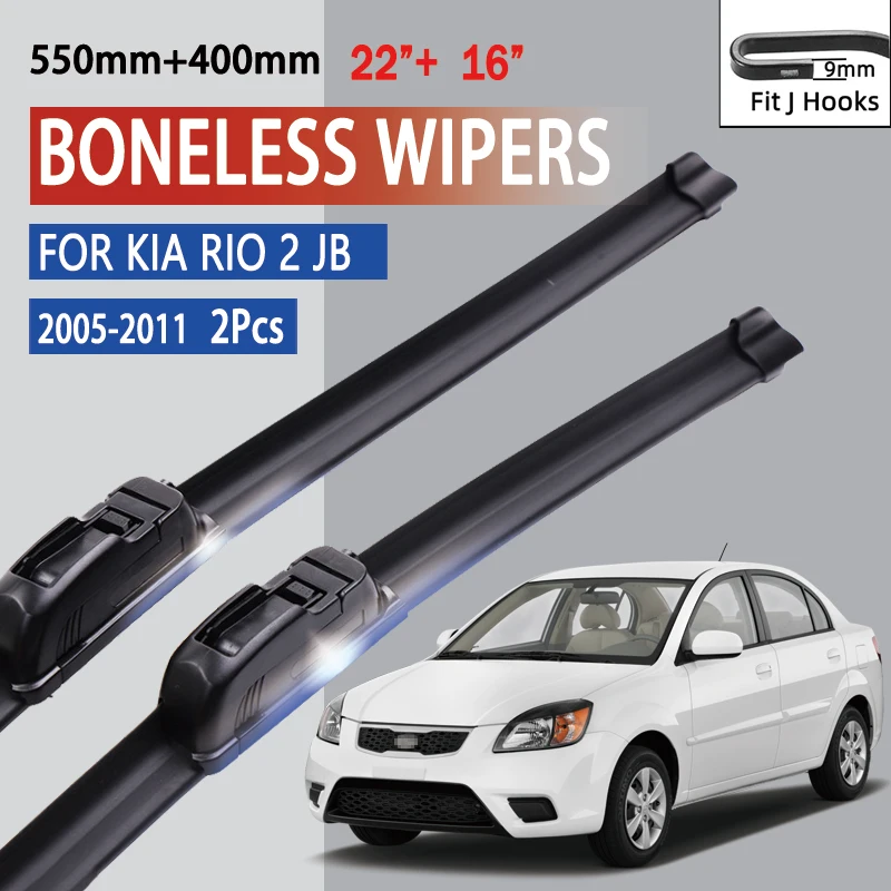 For KIA Rio 2 JB 2005-2011 Car Front Wiper U-type Soft Rubber Boneless Wiper HD Quiet Durable Automotive Wiper 22