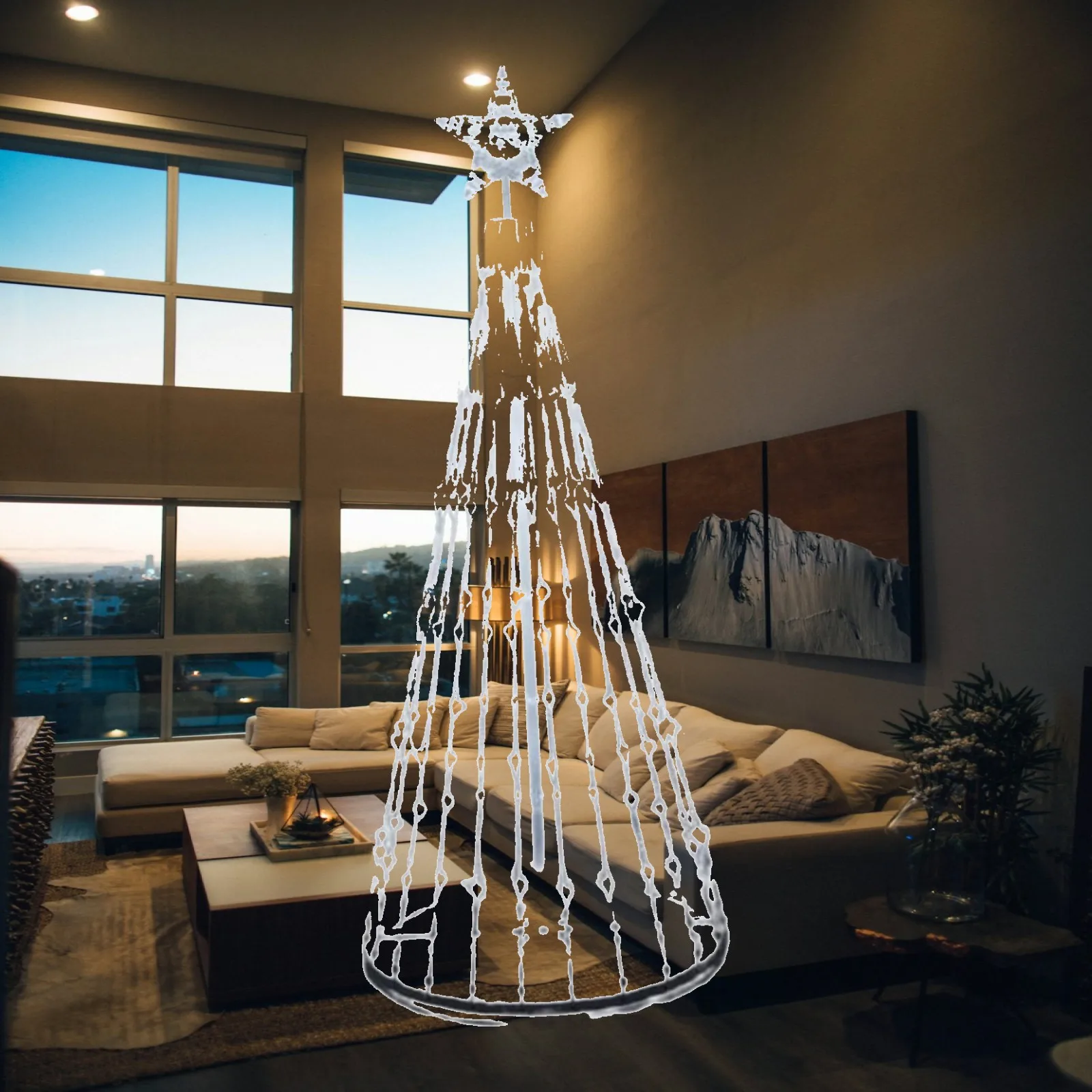 Christmas Tree string 200 LED Multicolor Waterfall Lights for Courtyard Outdoor