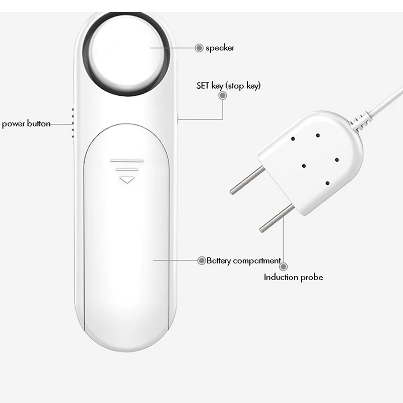 Water Sensor Water Leak Sensor Detector Flood Alarm 120dB Battery Operated, with 0.7 Meter Probe Cable for Home, Basement