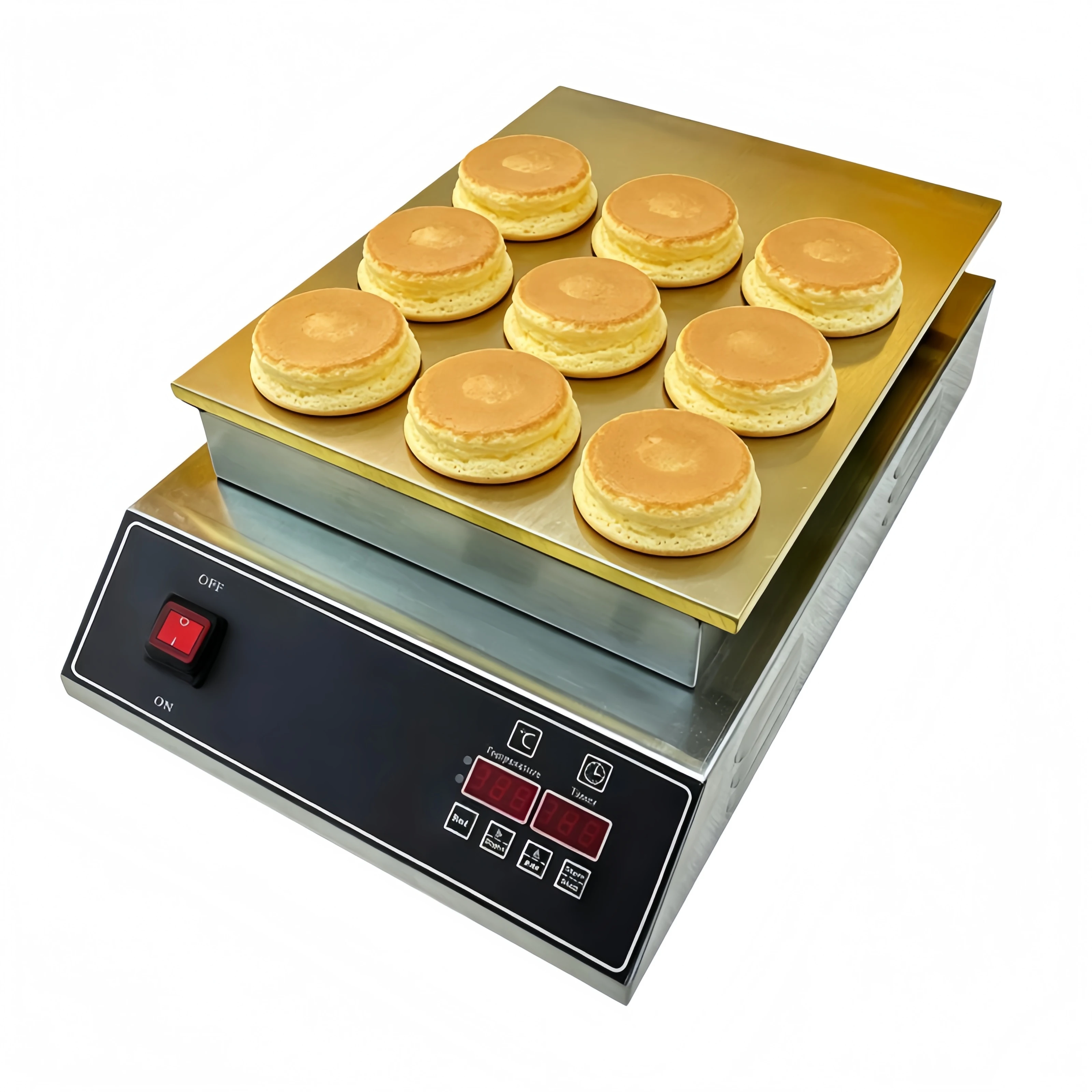 220V Commercial Stainless Steel Electric Digital Single Layer Automatic Multifunctional Pancake & Souffle Waffle Maker Machine