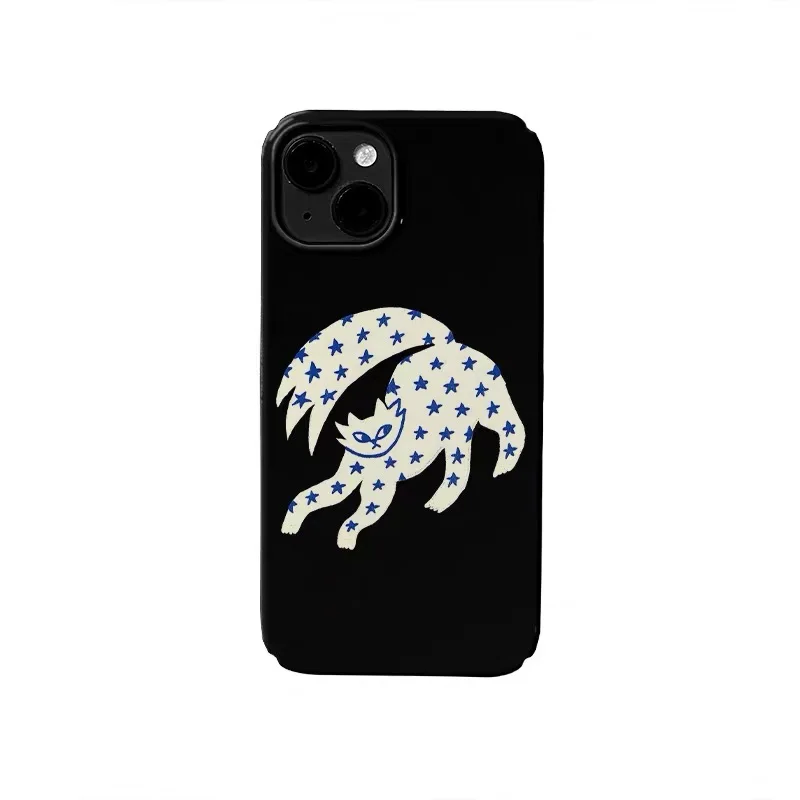 

Ins Korean Black Star Cat Phone Case for IPHONE 17 Air 16E 15 PROMAX 14 Plus 13 12 MINI 11 PRO 16Plus XR XS Acrylic Phone Cover